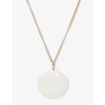 Heaven Mayhem Womens Cream Aster Shell Silk Cord Necklace In White