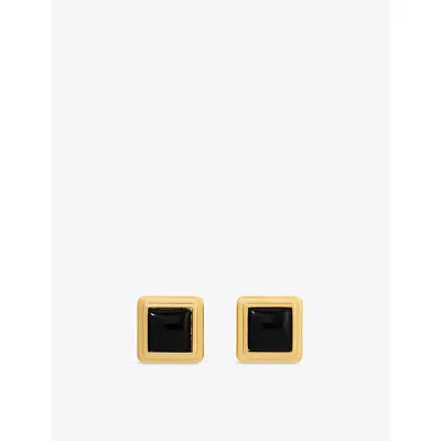 Heaven Mayhem Womens Black/gold Archer Yellow-gold Plated Metal Stud Earrings In Multi