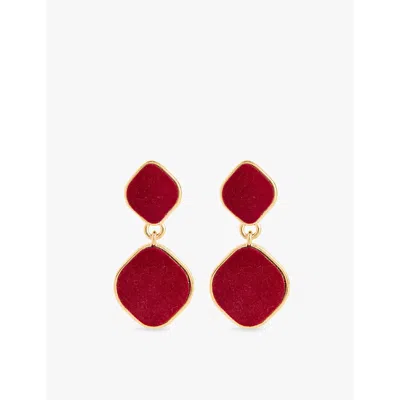 Heaven Mayhem Womens Alma Metal Drop Earrings Burgundy/gold