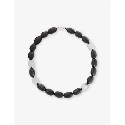 Heaven Mayhem Womens Clementine Silver Pvd Plated Stainless-steel Beaded Necklace In Black