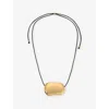 Heaven Mayhem Womens  Julia Glass And Cord Pendant Necklace In Gold / Black