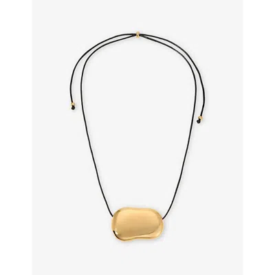 Heaven Mayhem Womens  Julia Glass And Cord Pendant Necklace In Gold / Black