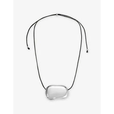 Heaven Mayhem Womens  Julia Glass And Cord Pendant Necklace In Silver / Black