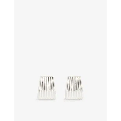 Heaven Mayhem Womens Ribbed Silver-plated Brass Stud Earrings