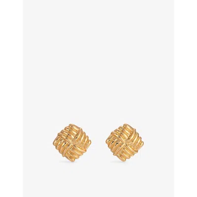 HEAVEN MAYHEM WOMENS WIND YELLOW-GOLD PLATED METAL STUD EARRINGS