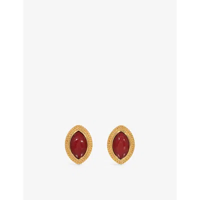 Heaven Mayhem Womens  Wine Yellow-gold Plated Metal Stud Earrings In Gold / Wine