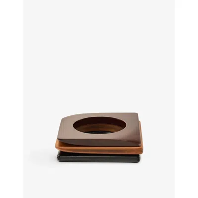 Heaven Mayhem Womens Notte Wood And Resin Bangle Set Oak/black/wood