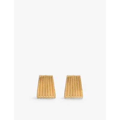 HEAVEN MAYHEM WOMENS RIBBED YELLOW-GOLD PLATED METAL STUD EARRINGS