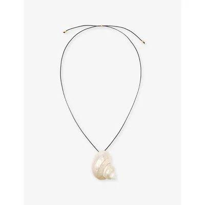 Heaven Mayhem Womens Black Sea Shell And Cord Pendant Necklace