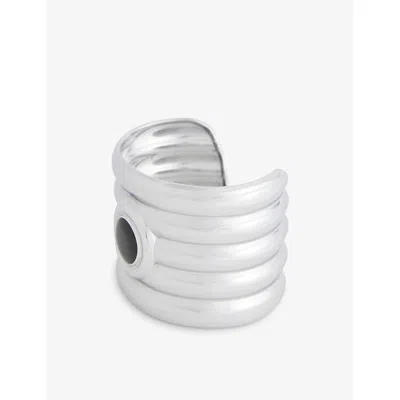 Heaven Mayhem Womens Silver Clarke Stainless Steel Cuff In White