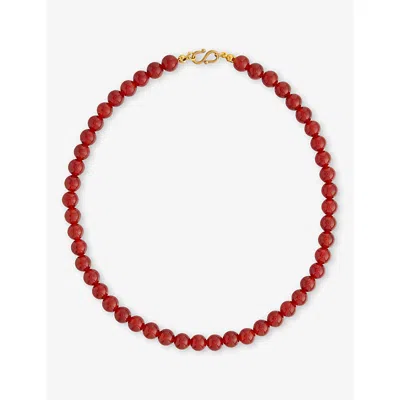 Heaven Mayhem Womens Sol Red Agate Beaded Necklace Burgundy