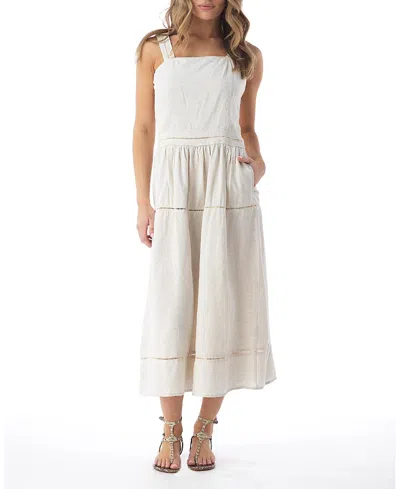 Heaven Mirabel Lightweight Smocked Midi Dress In Neutral