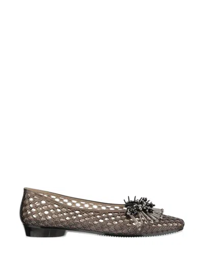 Heavenly Jelly Bead-embellished Ballerina Flats In Black