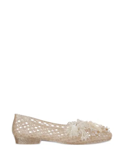 Heavenly Jelly Bead-embellished Ballet Flats In Neutral