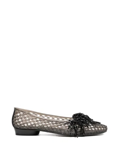 Heavenly Jelly Beaded Tassel Ballet Flats In Brown