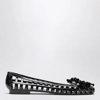 Heavenly Jelly Black Bloomi Ballet Flats In Pvc With Beaded Flowers