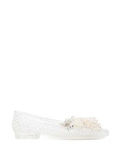 Heavenly Jelly Floral Embellished Ballet Flats In Silver