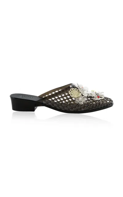 Heavenly Jelly Lacey Embellished Jelly Mule In Black