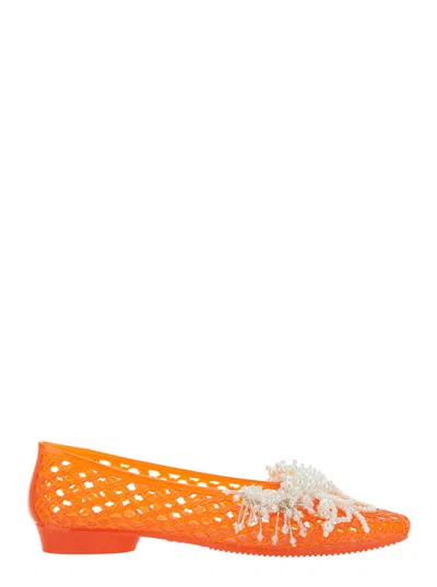 Heavenly Jelly Muse Beaded Tech Fabric Ballet Flats With Perforated Upper In Multi
