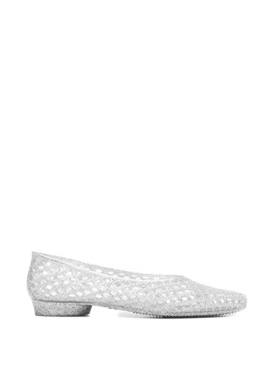 Heavenly Jelly Open-work Ballet Flats In Silver