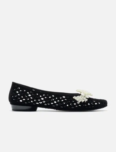 Heavenly Jelly Plush Pearl-embellished Cut-out Ballet Flats In Multi