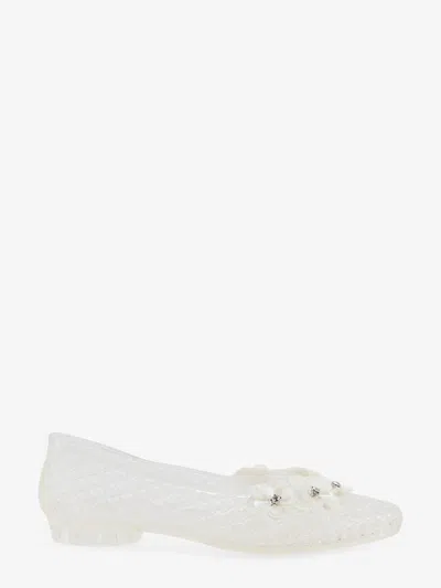 Heavenly Jelly Pvc Ballerinas With Beading On The Front In White