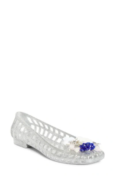 Heavenly Jelly Sprig Jelly Ballet Flat In Silver