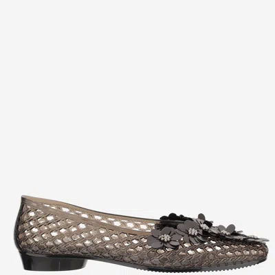 Heavenly Jelly Transparent Ballerina Flats With Decoration In Black