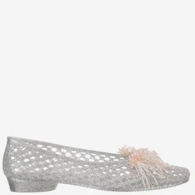Heavenly Jelly Transparent Ballerina Flats With Decoration In Silver