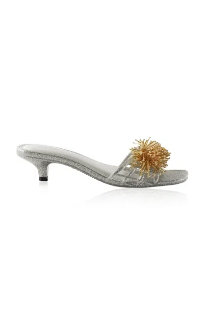 Heavenly Jelly Willow Embellished Jelly Mule In Silver