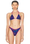 Heavy Manners Double String Bikini Top In Blue