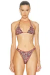 Heavy Manners Double String Bikini Top In Brown