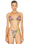 Heavy Manners Double String Bikini Top In Green