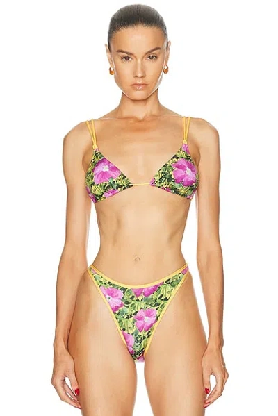 Heavy Manners Double String Bikini Top In Green