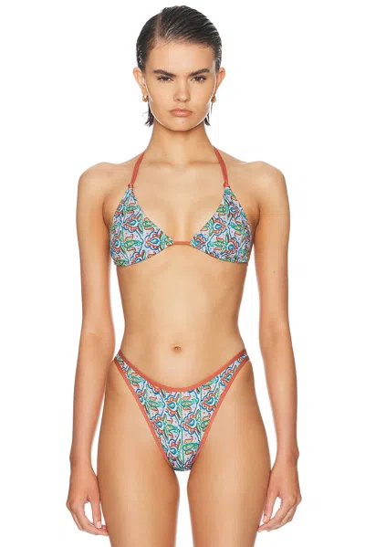 Heavy Manners Double String Bikini Top In Multi