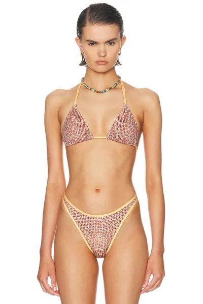 Heavy Manners Double String Bikini Top In Multi