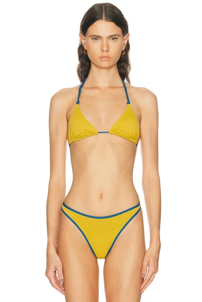 Heavy Manners Double String Bikini Top In Yellow