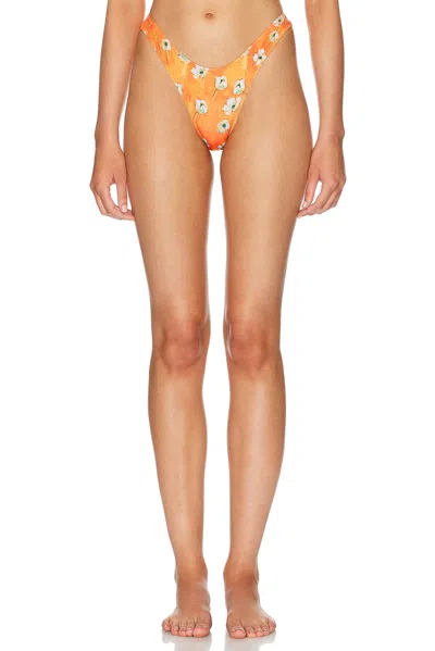 Heavy Manners High Cut Cheeky Bikini Bottom In Orange