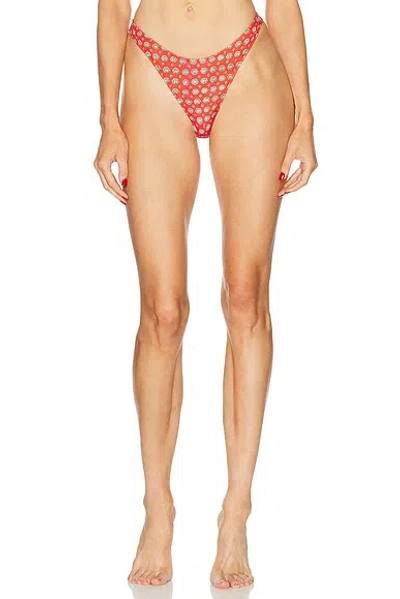 Heavy Manners High Cut Cheeky Bikini Bottom In Red