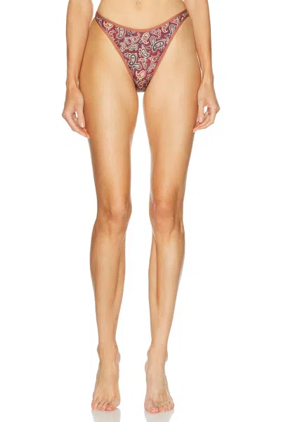 Heavy Manners High Cut Full Bikini Bottom In Burgundy