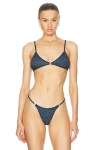 Heavy Manners Mini Triangle Bikini Top In Astor Place