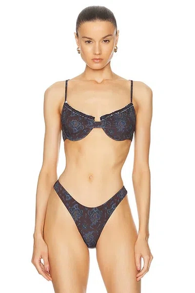 Heavy Manners Ruffle Bikini Top In Madison Avenue