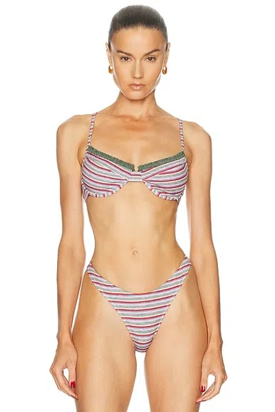 Heavy Manners Ruffled Up Underwire Bikini Top In Multi