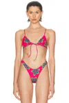 Heavy Manners Triangle Front Tie Bikini Top In Pink