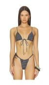 Heavy Manners Triangle Front Tie Bikini Top In Black