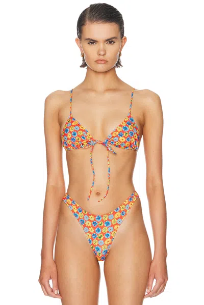 Heavy Manners Triangle Front Tie Bikini Top In Red