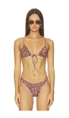 Heavy Manners Triangle Front Tie Bikini Top In Multi