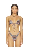 Heavy Manners Triangle Front Tie Bikini Top In Multi