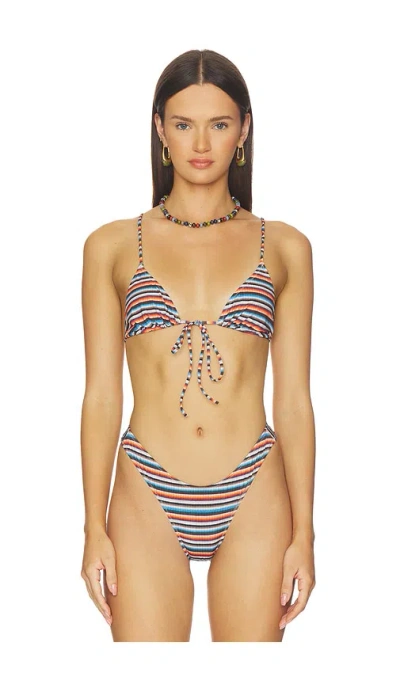 Heavy Manners Triangle Front Tie Bikini Top In Multi