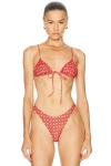 Heavy Manners Triangle Front Tie Bikini Top In Red